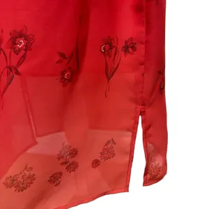 M.H.M. Melissa Harper Dress Red Floral Ombre Chiffon‎ Vtg Y2K Party Wedding 10 thumbnail 4