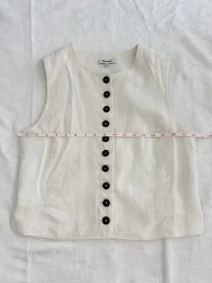 Madewell NWT Button-Front 100% Linen Shell Top Ivory Size 2 thumbnail 7