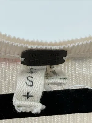{S} We the Free Free People Cream Waffle Knit Henley Top with Multicolor Trim thumbnail 8