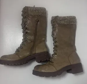 Mia Boots Womens 8 Tan Beige Distressed Sweater Cuff Tall Combat Aviator… thumbnail 2