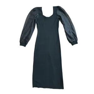 ASTR The Label Ribbed Sweater‎ Knit Maxi Dress Medium Black Long Sheer Sleeve thumbnail 5