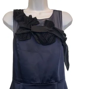 Taylor Navy Blue Satin Silk Pleated Cocktail Sheath‎ Dress Party Formal Gala thumbnail 2