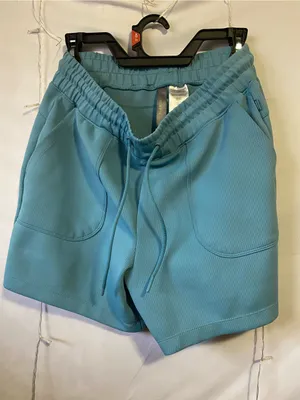 Mondetta Ribbed Drawstring Athletic Shorts - Teal Blue thumbnail 1