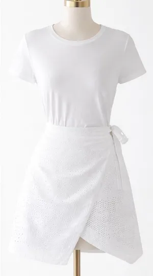 Anthropologie Post Mark White Eyelet Skirt Size Small Minimalist Coquette Girl thumbnail 1