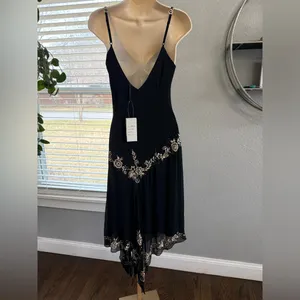 NWT Vintage Cache 90's Y2K Silk Beaded Gown Dress‎ Size 6 thumbnail 5