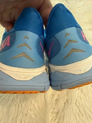 Hoka Blue Running Shoes with Pink Logo and Orange Accents in fair/ good condi thumbnail 5