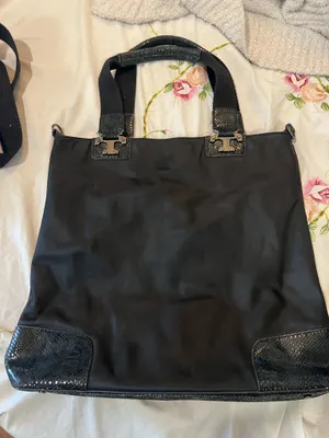 Tory Burch Black Canvas Tote Bag thumbnail 4