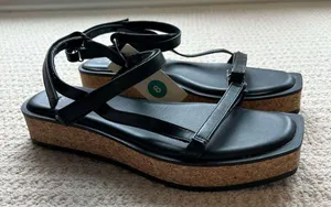 A New Day Black Nova Platform Cork Strappy Sandals Size 8 thumbnail 3