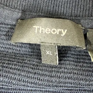 Theory Avell FZ Breach Navy Blue Ribbed Cotton Full Zip Mock Neck Sweater‎ XL thumbnail 2
