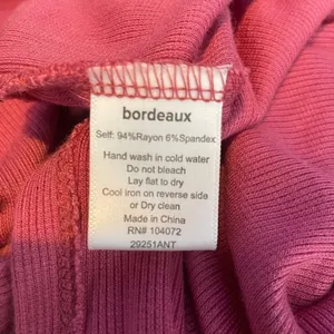 Bordeaux Ribbed V Neck Long Sleeve Lounge Dress with‎ Slit in Pink Size Medium thumbnail 7