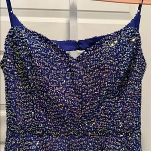 City Studio Blue Sequin‎ Cutout Fit & Flare Dress Size 15/16 NWT thumbnail 4