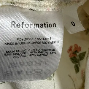 Reformation Floral Smocked Back Cami Top Cream Pink Blue Size 0 RN143248 thumbnail 2