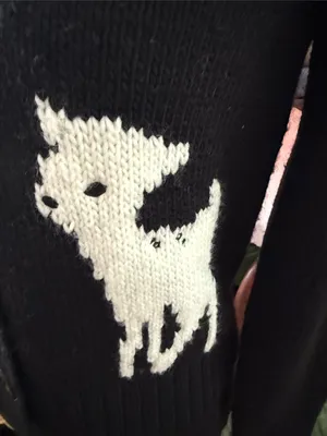Ines de la Fressange x Uniqlo Black Wool Knit Baby Deer Fawn Cardigan Sweater thumbnail 3