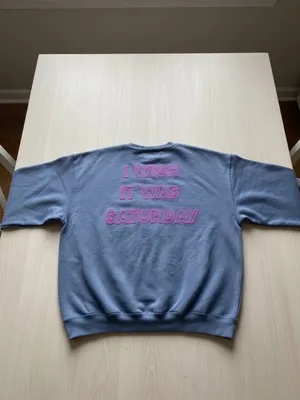 Wildfox "I Wish It Was Saturday" Broken Heart Sweatshirt Charcoal Gray Size L thumbnail 8