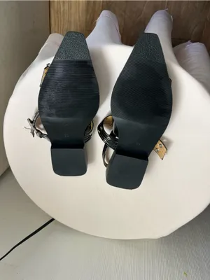 Black Patent Pointed Slingback Mules with Buckle Straps thumbnail 7