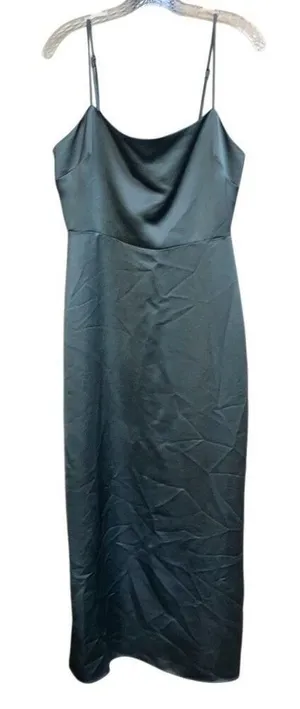 Wilfred aritzia Madelyn square neck Smokey sage green Midi dress Sz 10 Elegant thumbnail 1