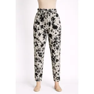Bassike Womens Pants Motley Marble Print Paperbag Waist Drop Crotch Harem Size 1 thumbnail 2
