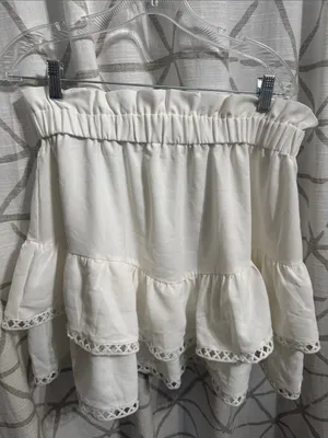 White Tiered Ruffle Mini Skort Size 2X thumbnail 2