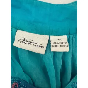Vermont Country Store Midi Dress Women 1X Blue Tie Dye Embroidered Beaded Boho thumbnail 5