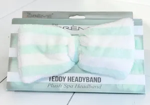 The Creme Shop Teddy Headband Mint Green & White Stripe NIP thumbnail 1