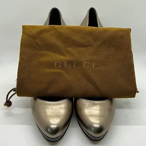 Gucci Authentic Gorgeous Metallic Nappa Silk Block Heel Shoes **Size 7** thumbnail 11