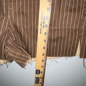 WEWOREWHAT‎ Slit Overall Shorts Romper Pinstripe Brown raw hem Size S thumbnail 7