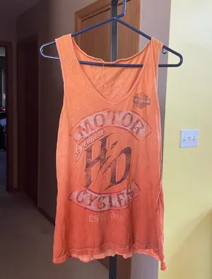 Women's Harley-Davidson Orange Brown Graphic V-Neck Tank Top m thumbnail 2