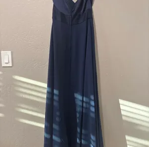 David’s Bridal Navy Blue Spaghetti Strap Bridesmaid Dress thumbnail 5