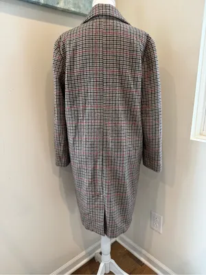 Velvet by Graham & Spencer Wool Blend Houndstooth Trench Coat Black White Pink thumbnail 5