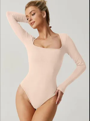 Nordstrom Soft Pink Long-Sleeve Scoop Neck Bodysuit thumbnail 1