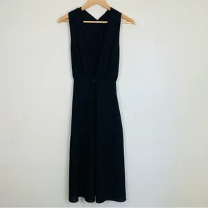 Wilfred Aubrey Halter Midi Dress Black Chiffon Open Back Minimalist 00 thumbnail 3