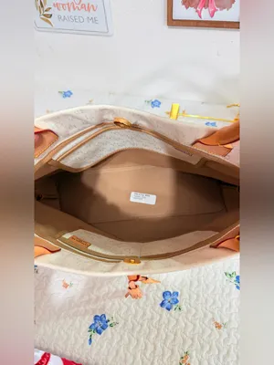 Dooney & Bourke NWOT Canvas Tote Bag with Tan Leather Handles Classic DB Tote thumbnail 7