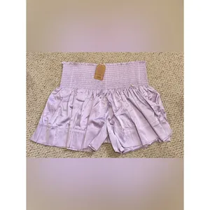 Natural Life NWT Lilac Lavender Smocked Satin Flowy Shorts L XL Boho Cottage thumbnail 2