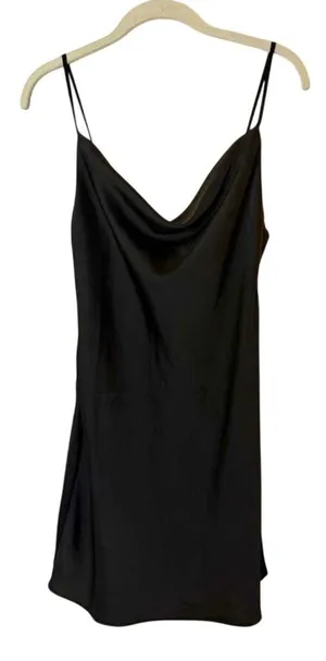 URBAN OUTFITTERS Women's Black Cowl Neck Satin Mini Dress Size Small thumbnail 1