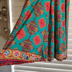 Boho Y2K Psychedelic Paisley Wide Leg Capri Pants flowy relaxed size Large thumbnail 3