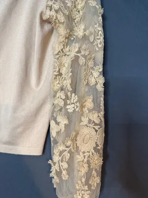 Sioni Milano Womens Medium Floral Embroidered Mesh Sleeve Cardigan Romantic thumbnail 3