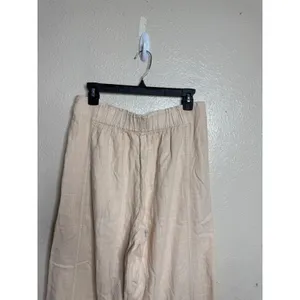 Free People Day’s End Linen Pull On Wide Leg Pants Women’s Medium Beige thumbnail 9