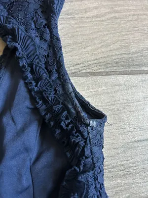 Saints + Secrets Navy Lace Mini Dress with Pleated Hem thumbnail 7