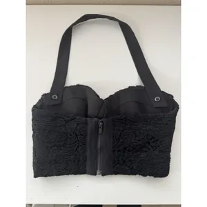 Guess By Marciano Halter Pushup Bustier Size 0 Black Lace Zip Back Pinup Corset thumbnail 4