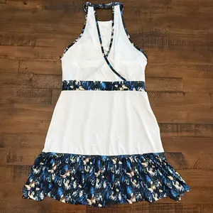EleVen by Venus Williams Tennis Dress White Print‎ Halter Neck Skirt Small thumbnail 1