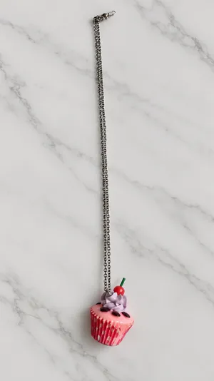 Cupcake Charm Necklace Pink thumbnail 2