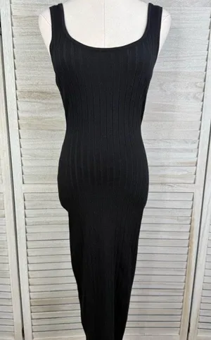 WINDSOR Black Stretchy Ribbed Bodycon Tank Dress-Large thumbnail 1