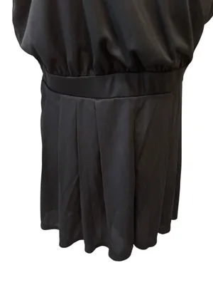 Halara V~Neck SS Pocket Waffle Weave Romper Easy Peezy SZ XL Black Pleated Short thumbnail 5