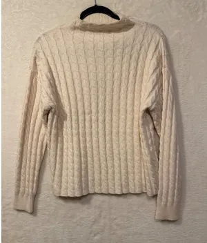 Philosophy Republic Clothing Cream Cable Knit Mock Neck Sweater‎ Small thumbnail 1