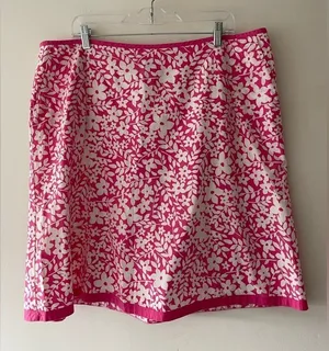 L.L.‎ Bean Pink Floral Skirt Side Pockets Size 20 thumbnail 1