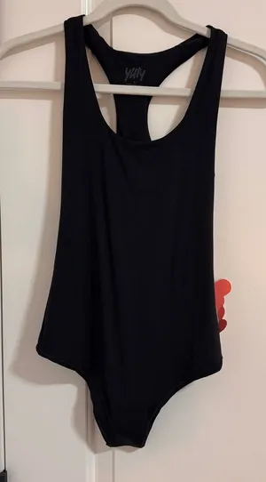 YITTY Black Racerback Bodysuit with Scoop Neck thumbnail 1