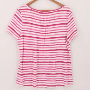 Talbots Striped Short Sleeve Tee Shirt Womens Size L Pink White Cotton Beachy thumbnail 5