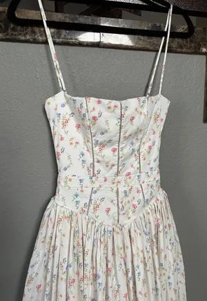 House of CB Ysabella White Posy Print Cotton Maxi Sun Dress thumbnail 1