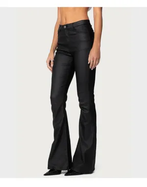 Edikted Faux Luna Leather Flare Pants thumbnail 2