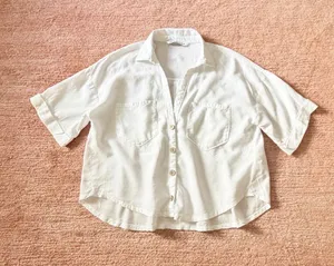 Zara Linen Blend Oversized Button Front Shirt White Size XS thumbnail 1